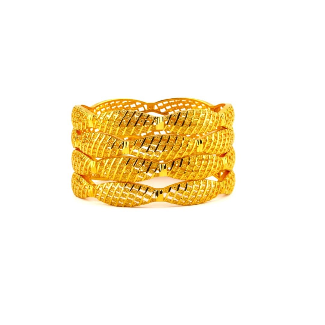 Shineora Luxe Twisted Gold Bangle Set.