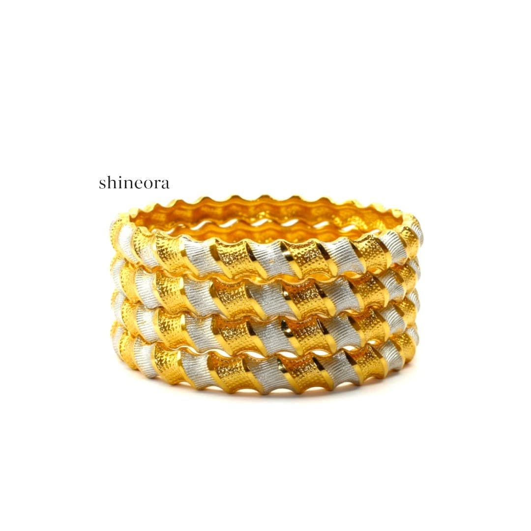 Golden Waves Dual-Tone Bangles - 4