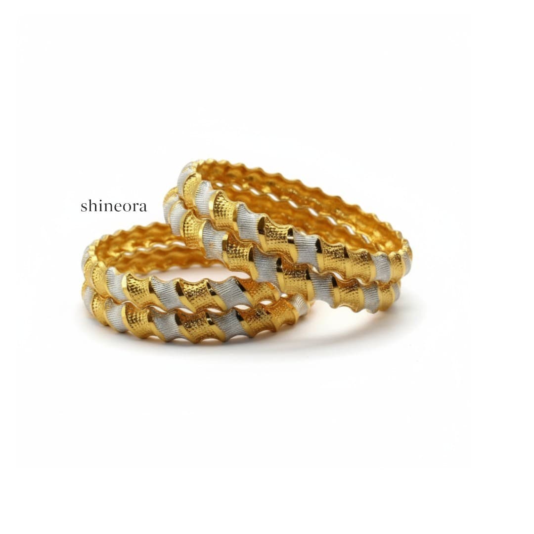 Golden Waves Dual-Tone Bangles - 3