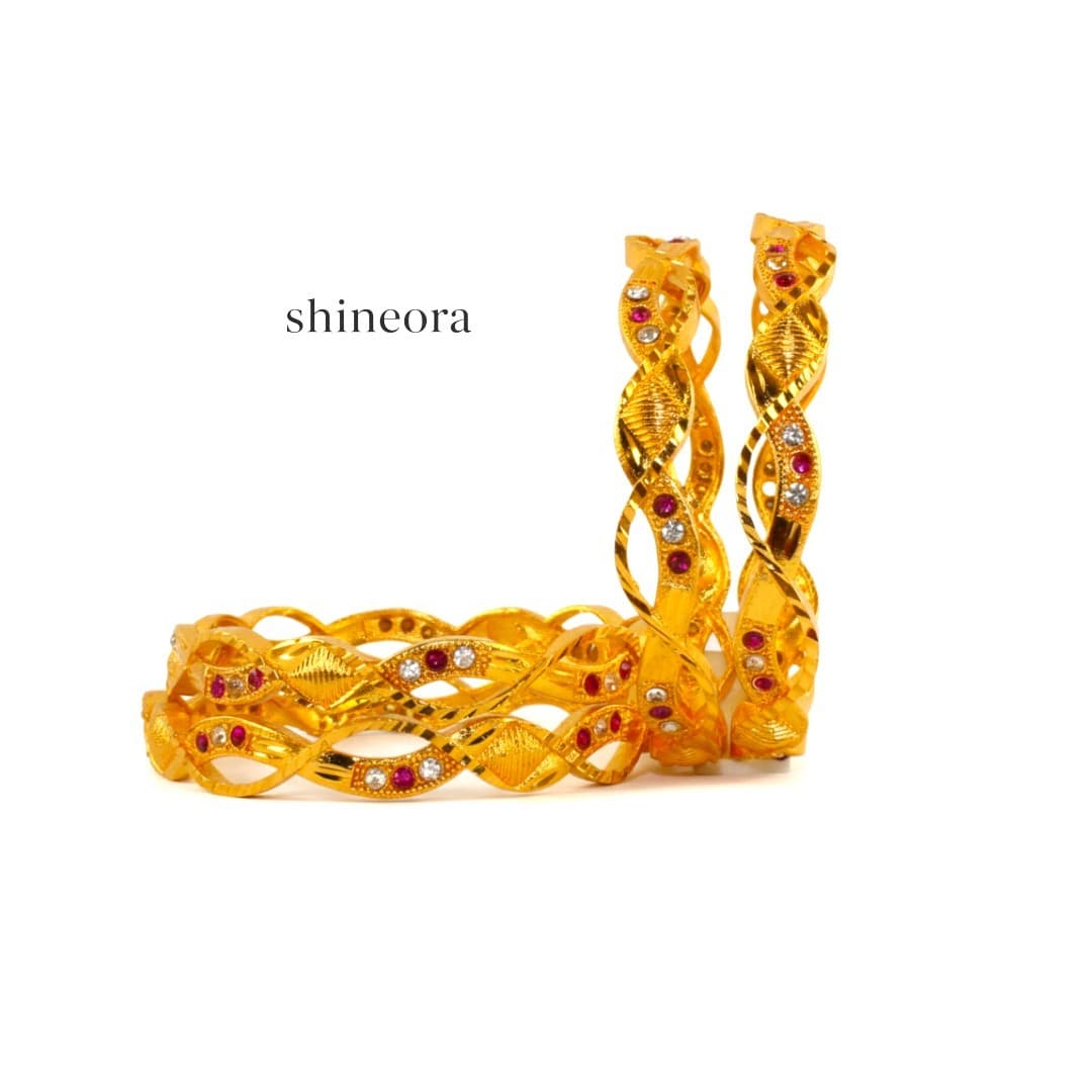 Golden Glamour Sparkle Bangles - 5