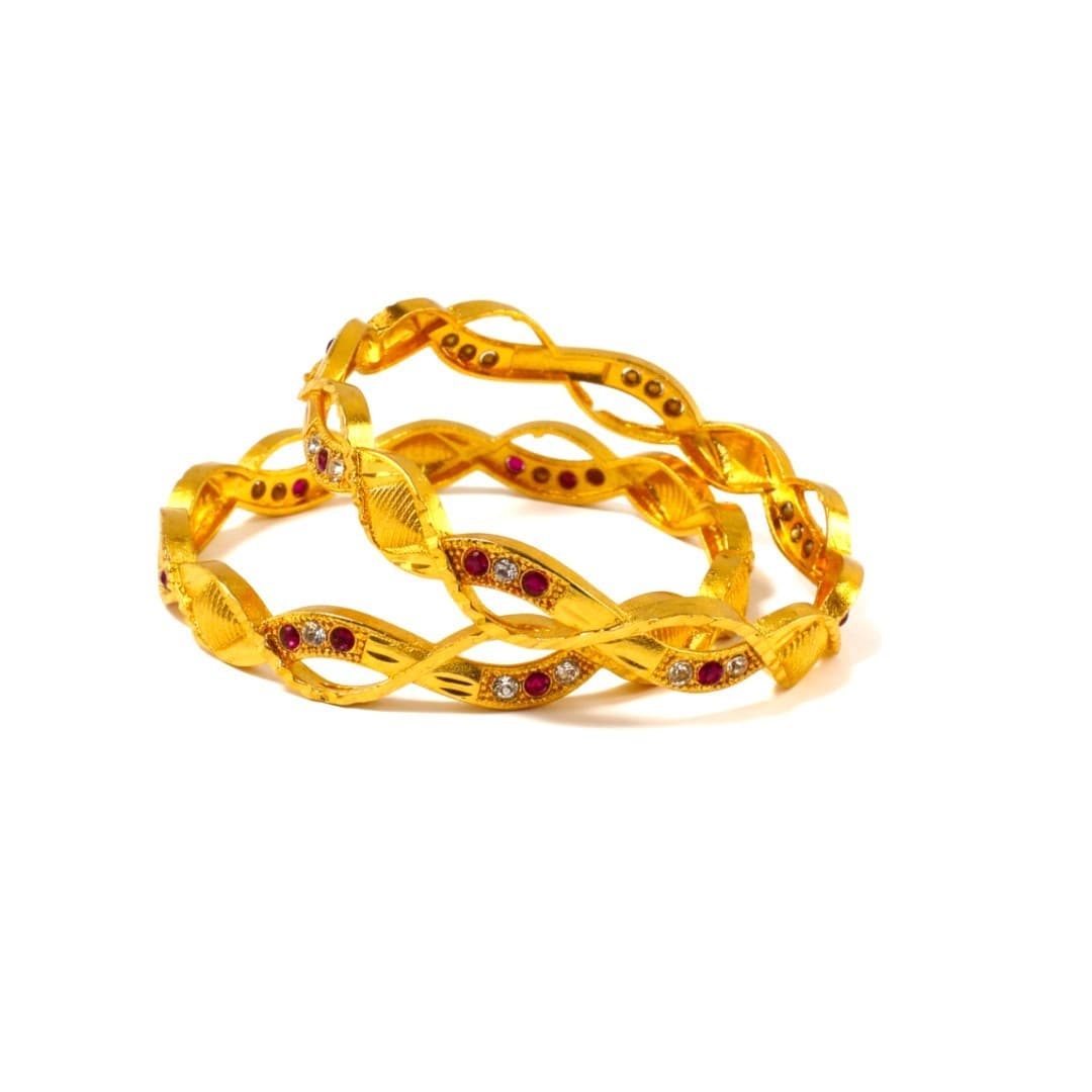 Golden Glamour Sparkle Bangles - 4