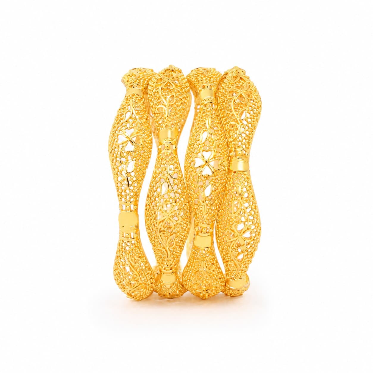 Shineora Royal Filigree Floral Bangles Set of 4 - 6