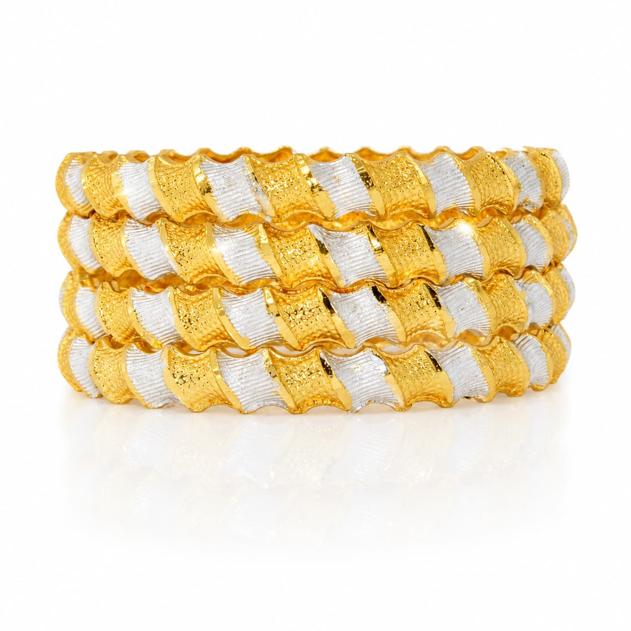 Golden Waves Dual-Tone Bangles set of 4