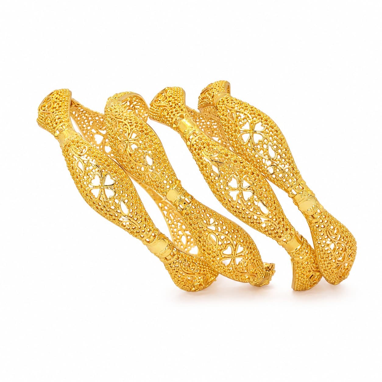 Shineora Royal Filigree Floral Bangles Set of 4 - 7