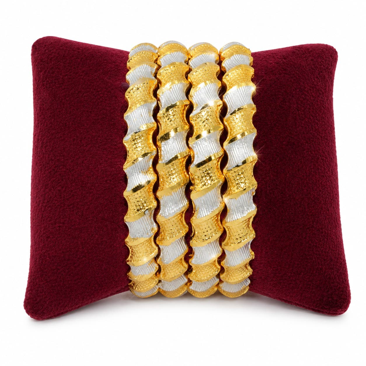 Golden Waves Dual-Tone Bangles set of 4 - 3