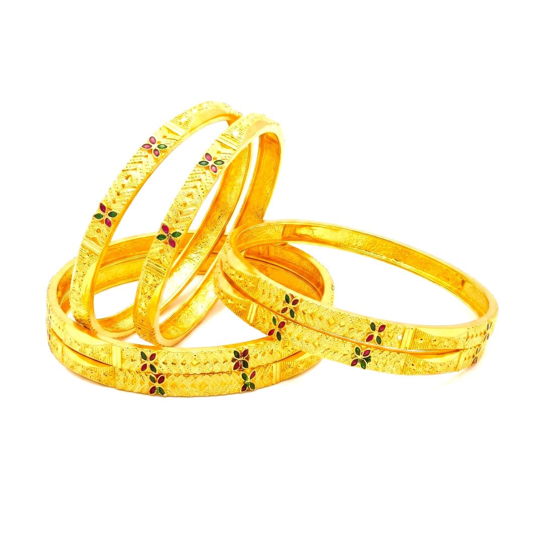 Shineora Pushprekha Meenakari Bangles Set Of 4 - 4