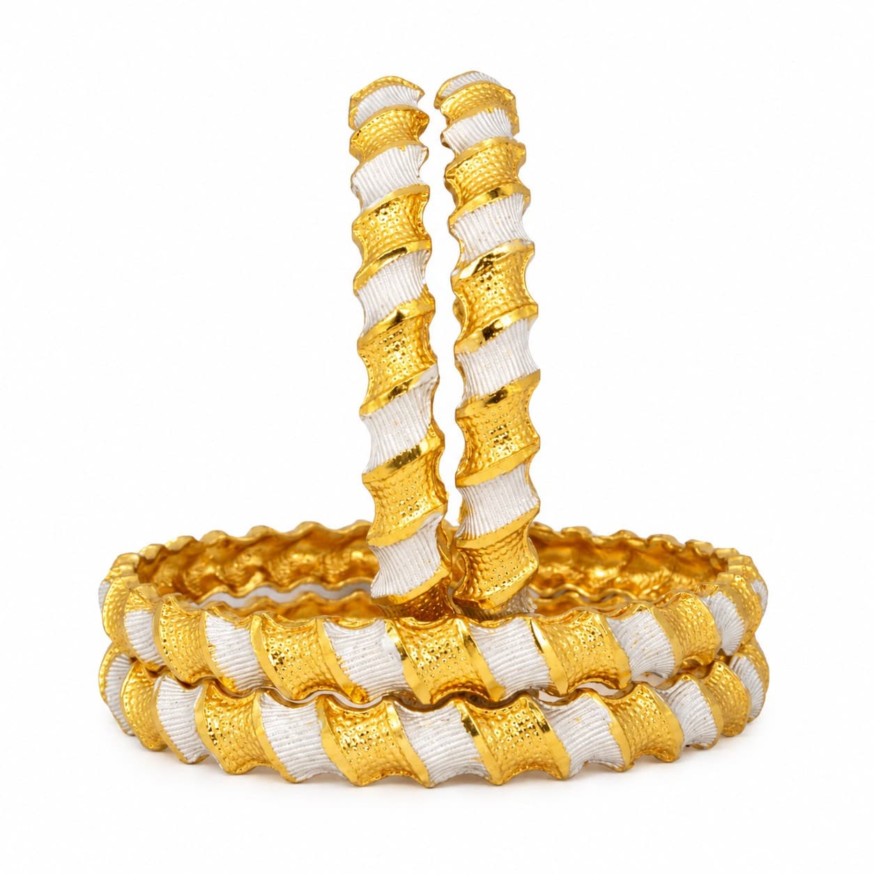 Golden Waves Dual-Tone Bangles set of 4 - 4