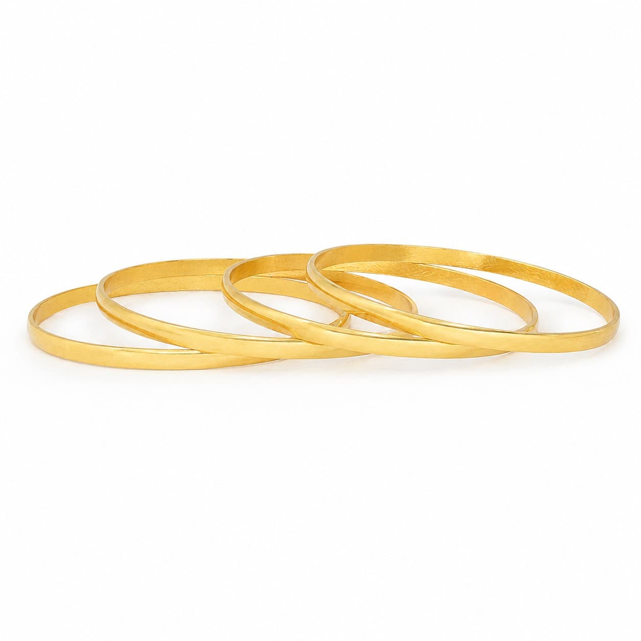 Shineora Women Gold-Plated Minimalist Stackable Bangles Set (Pack of 4) - 9