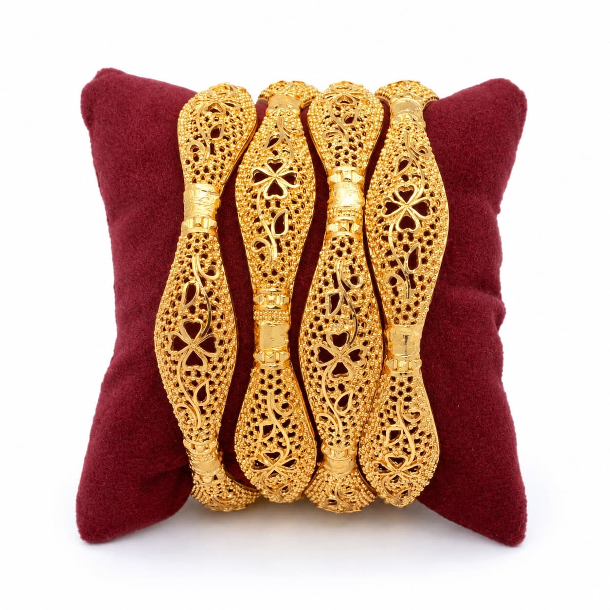 Shineora Royal Filigree Floral Bangles Set of 4 - 3