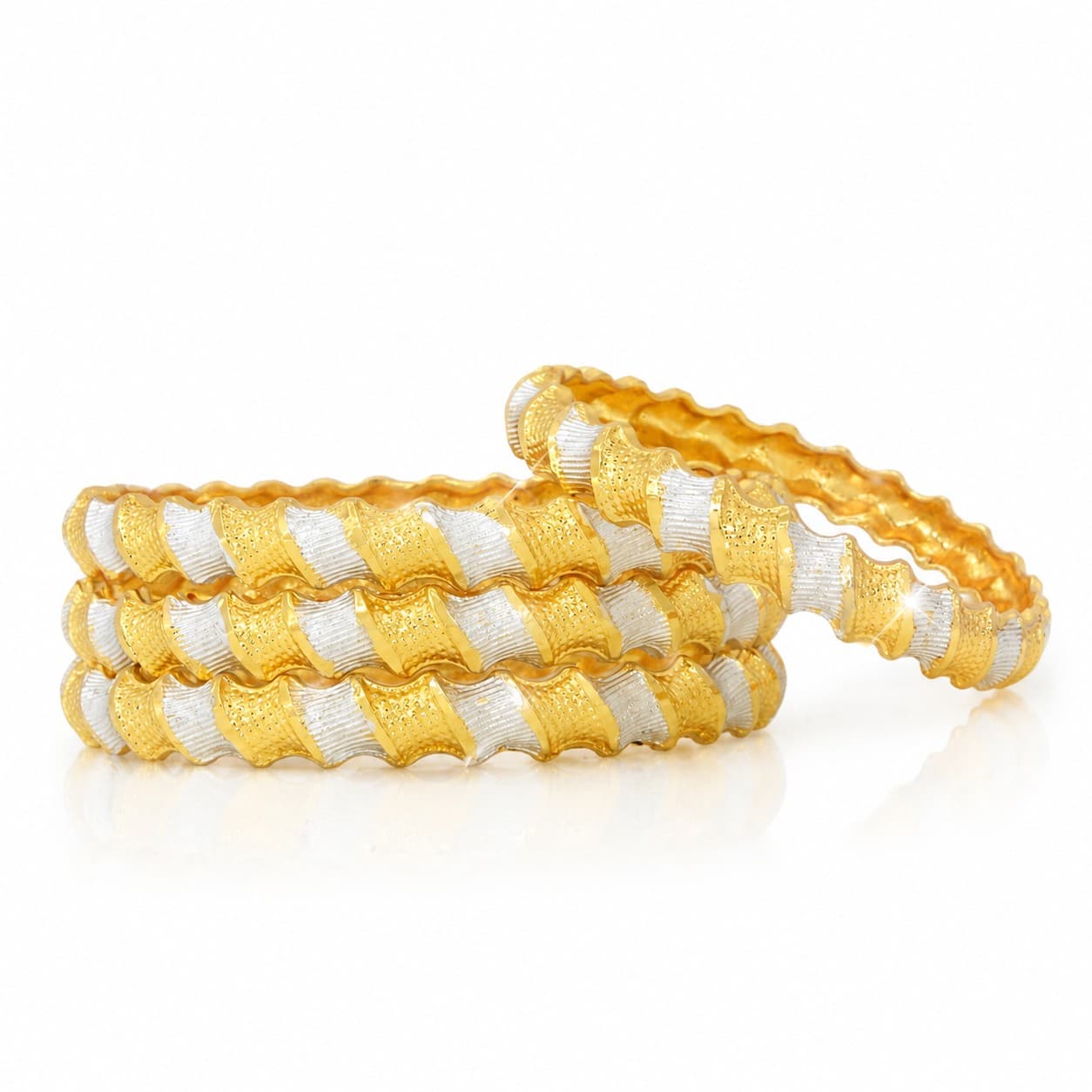 Golden Waves Dual-Tone Bangles set of 4 - 5