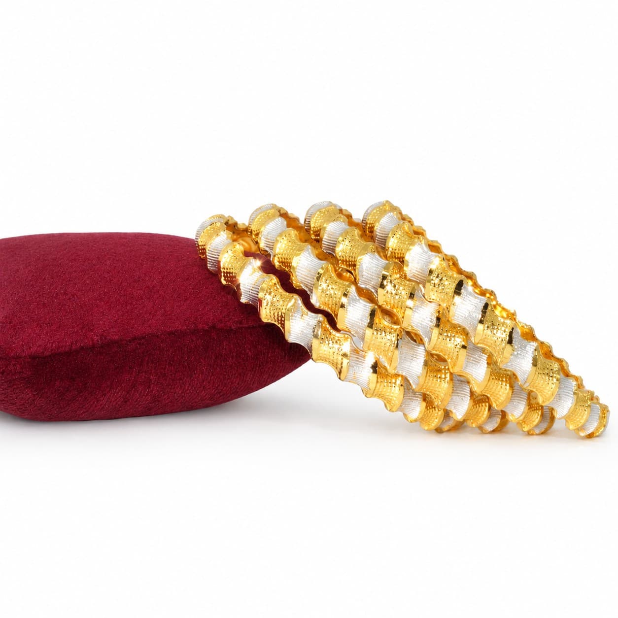 Golden Waves Dual-Tone Bangles set of 4 - 6