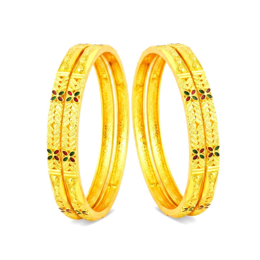 Shineora Pushprekha Meenakari Bangles Set Of 4 - 5