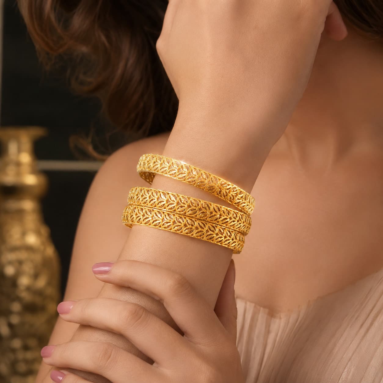 Golden Aura Designer Bangles set of 4