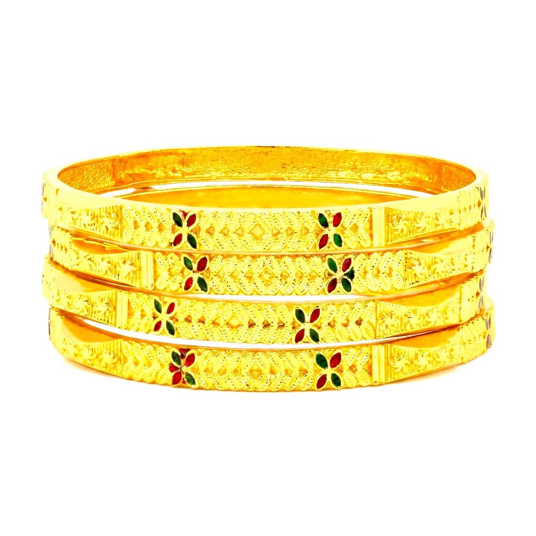 Shineora Pushprekha Meenakari Bangles Set Of 4 - 3