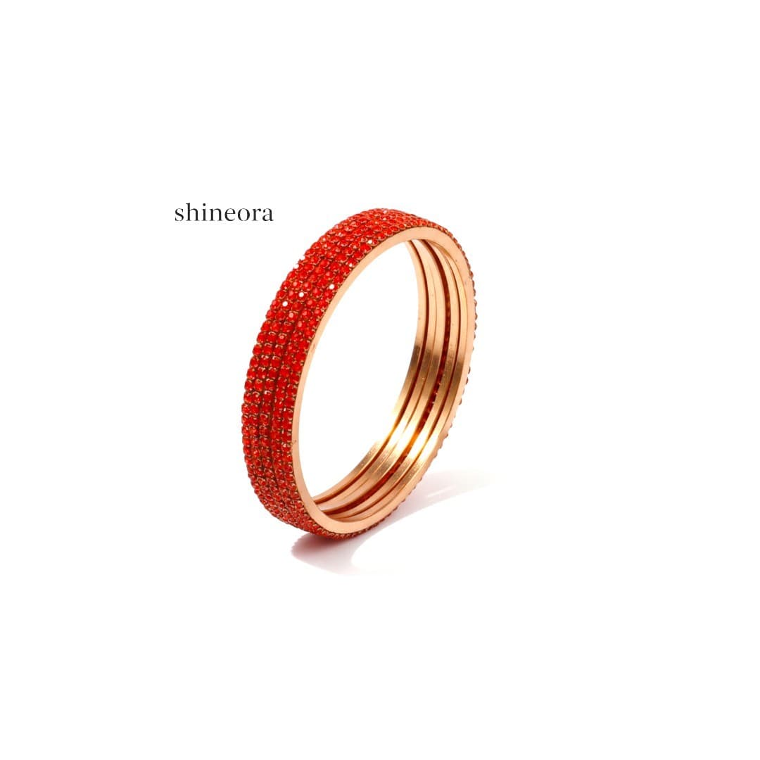 Coral Sparkle Bangles - 5