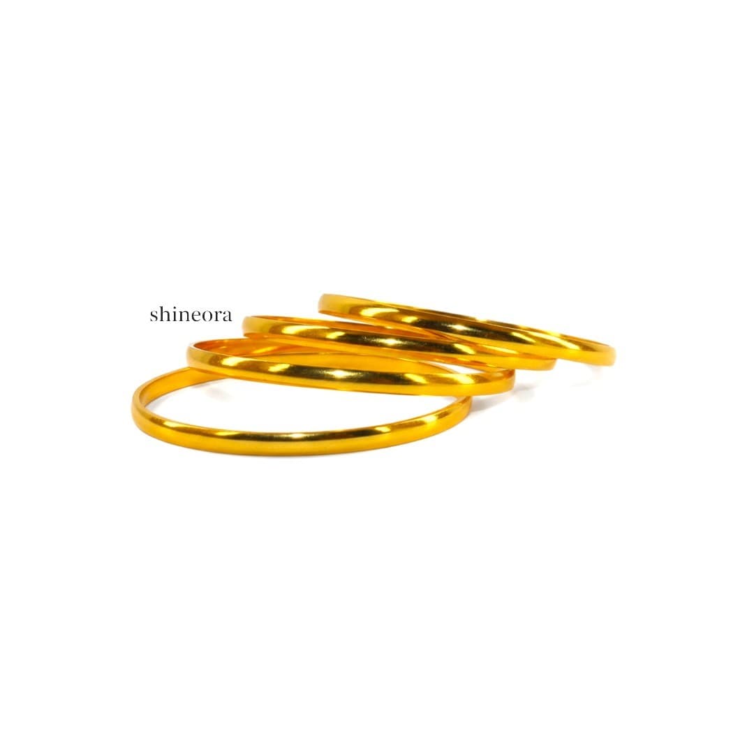 Shineora Women Gold-Plated Minimalist Stackable Bangles Set (Pack of 4) - 6
