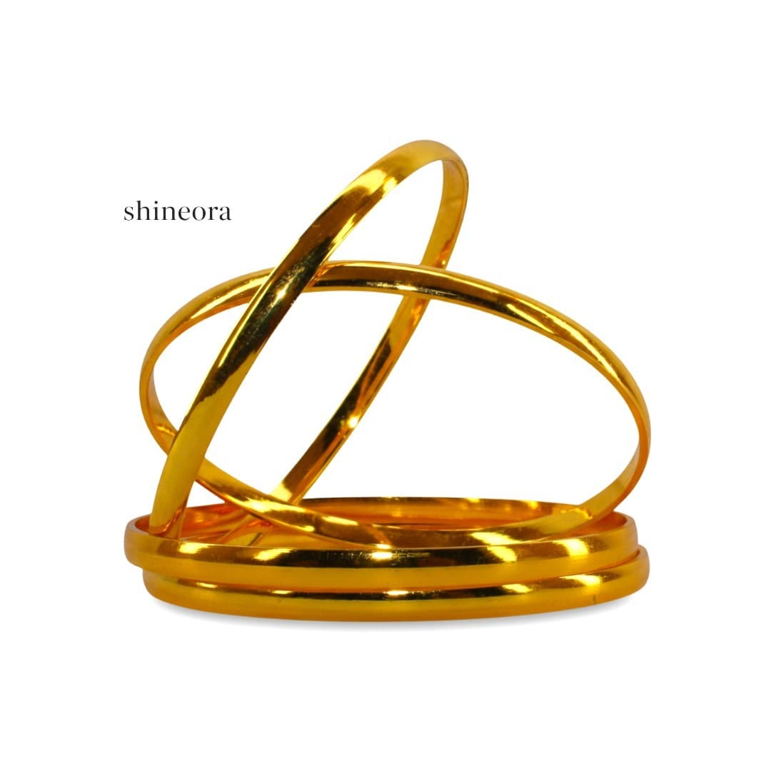 Shineora Women Gold-Plated Minimalist Stackable Bangles Set (Pack of 4) - 7