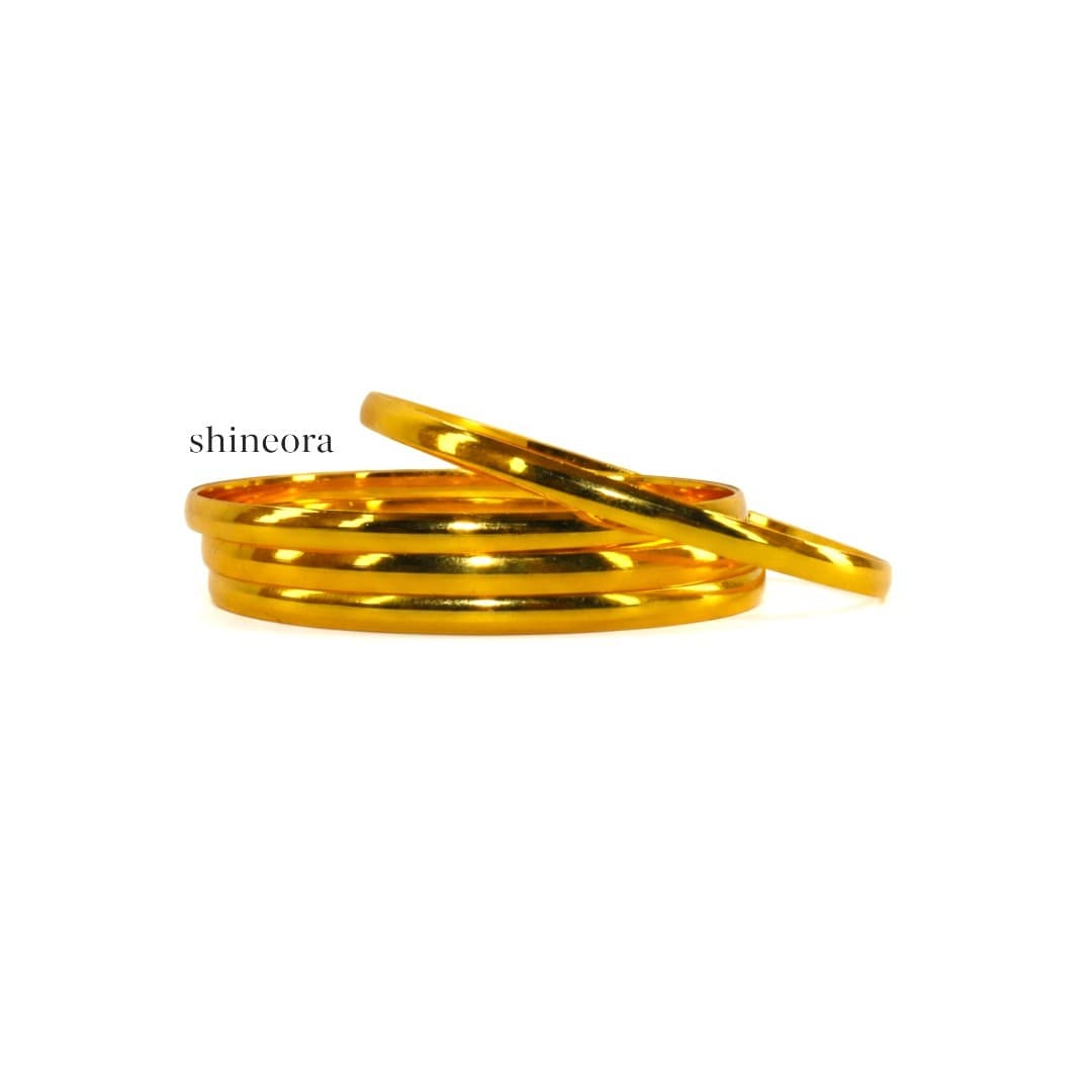 Shineora Women Gold-Plated Minimalist Stackable Bangles Set (Pack of 4) - 8