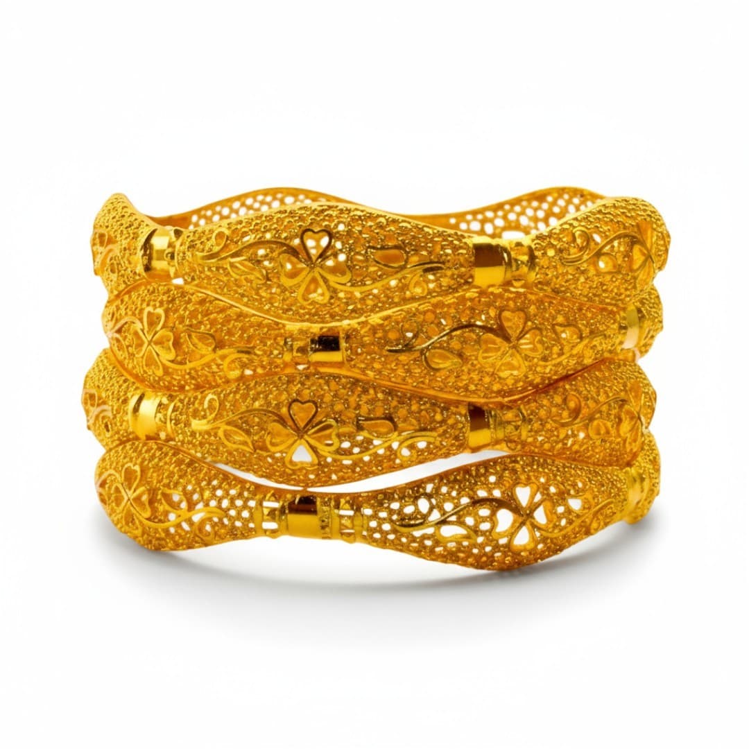 Shineora Royal Filigree Floral Bangles Set of 4 - 5