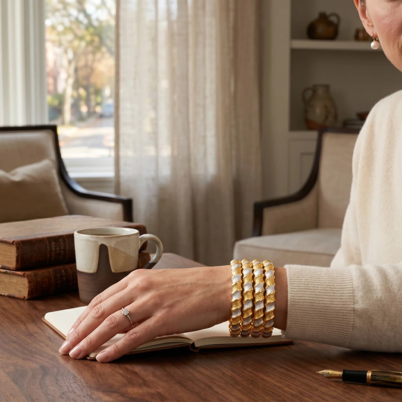 Golden Waves Dual-Tone Bangles set of 4