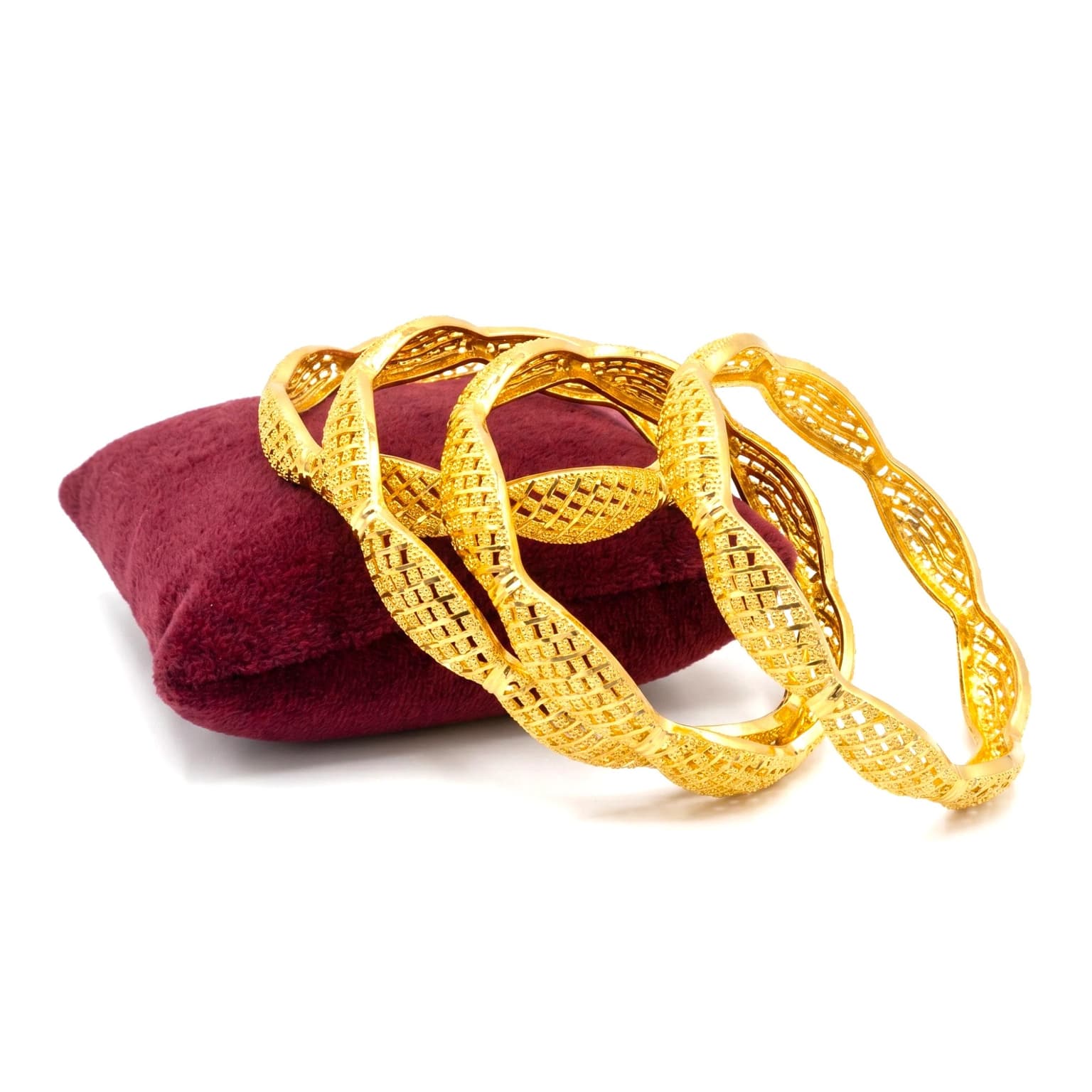 Shineora Luxe Twisted Gold Bangle Set of 4 - 3