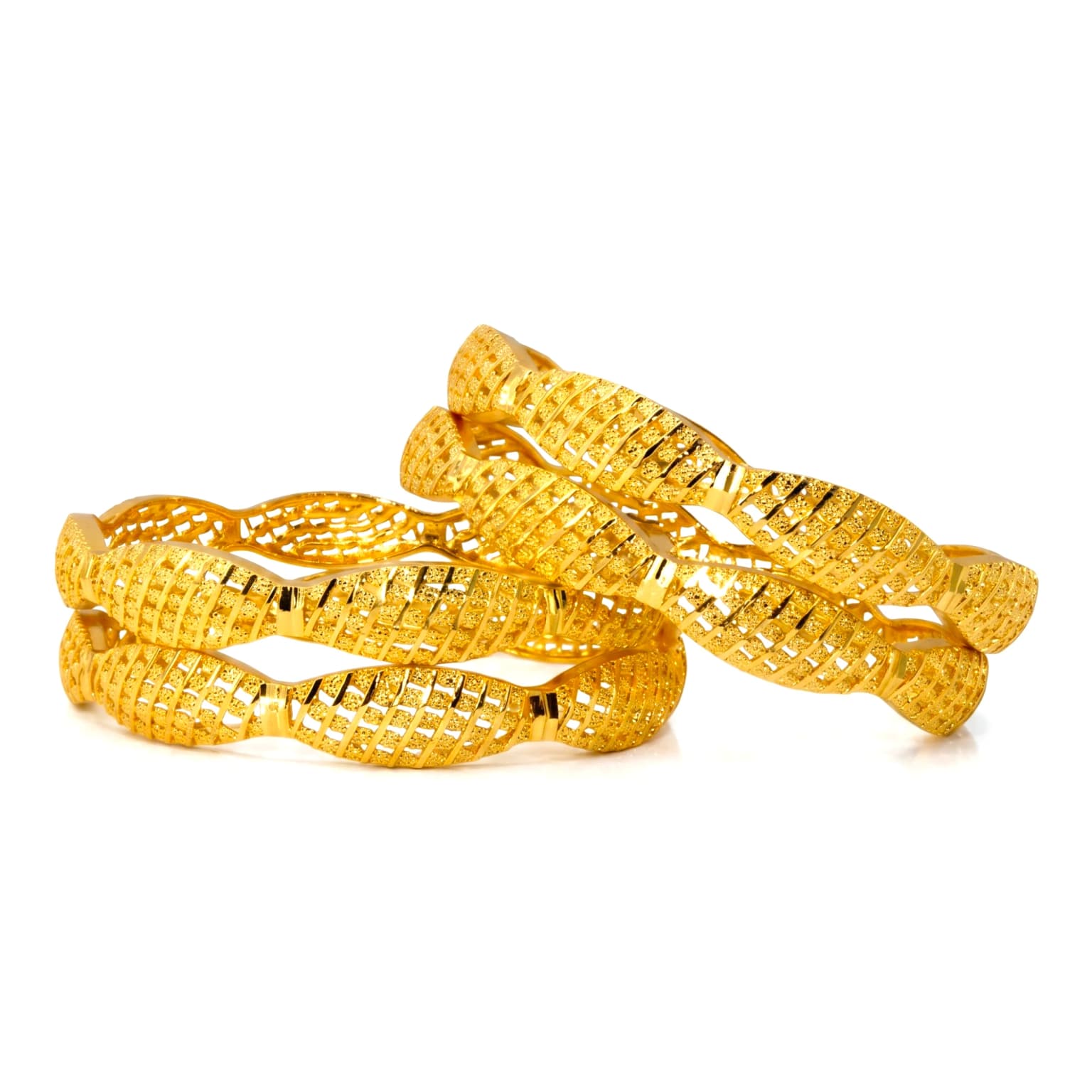 Shineora Luxe Twisted Gold Bangle Set of 4