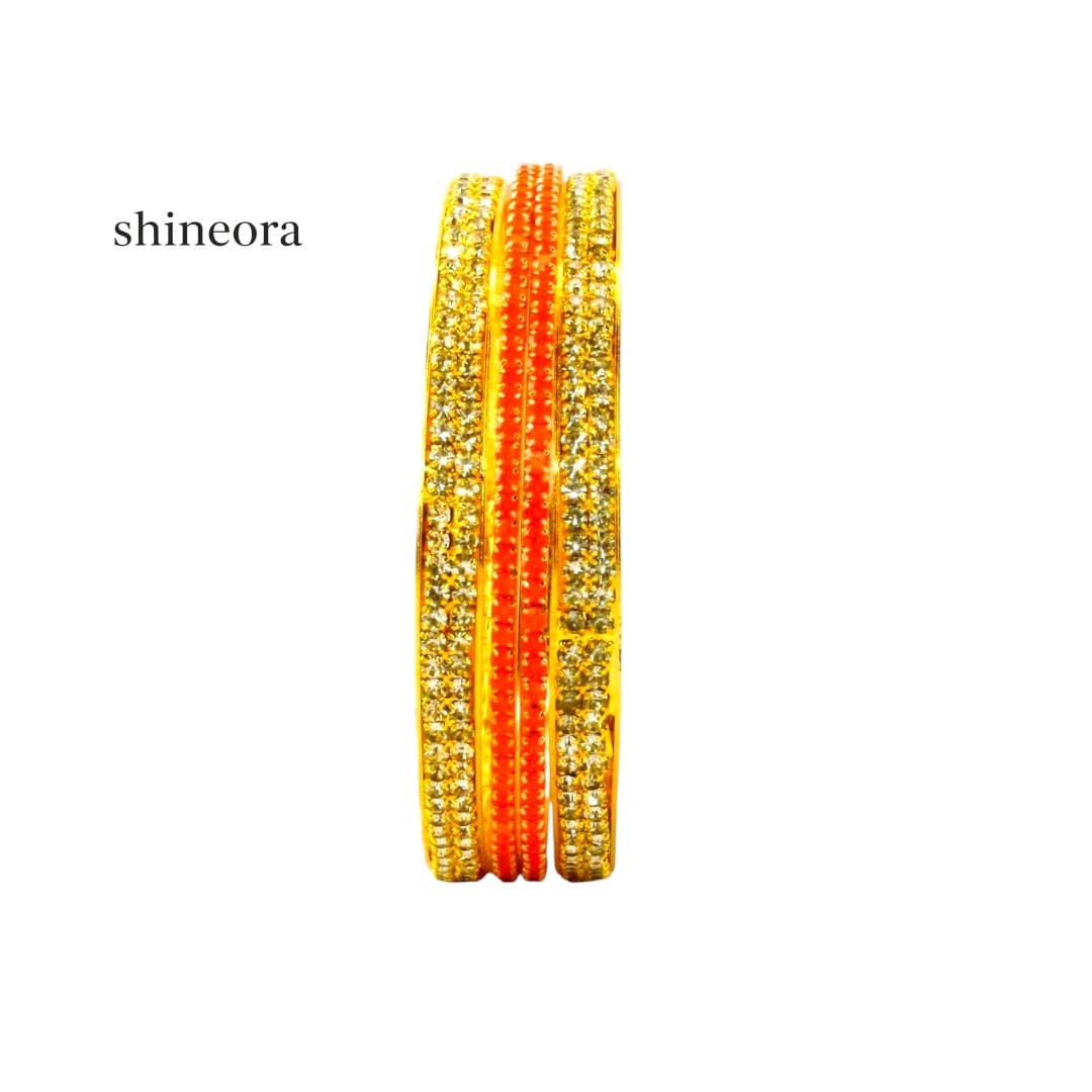 Shineora Radiant Gold-Orange Crystal Bangle - 6