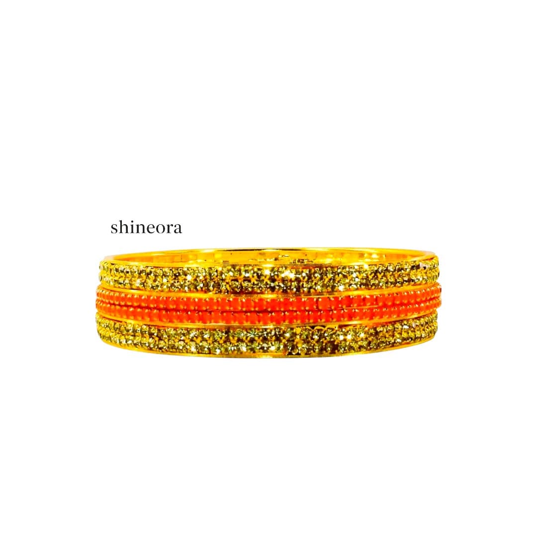 Shineora Radiant Gold-Orange Crystal Bangle