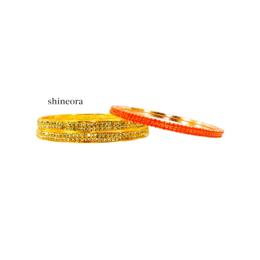 Shineora Radiant Gold-Orange Crystal Bangle - 4