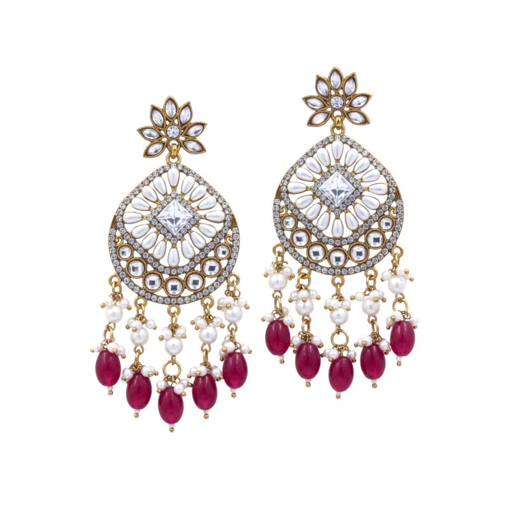 Shineora Ruby Royale Chandbali Earrings