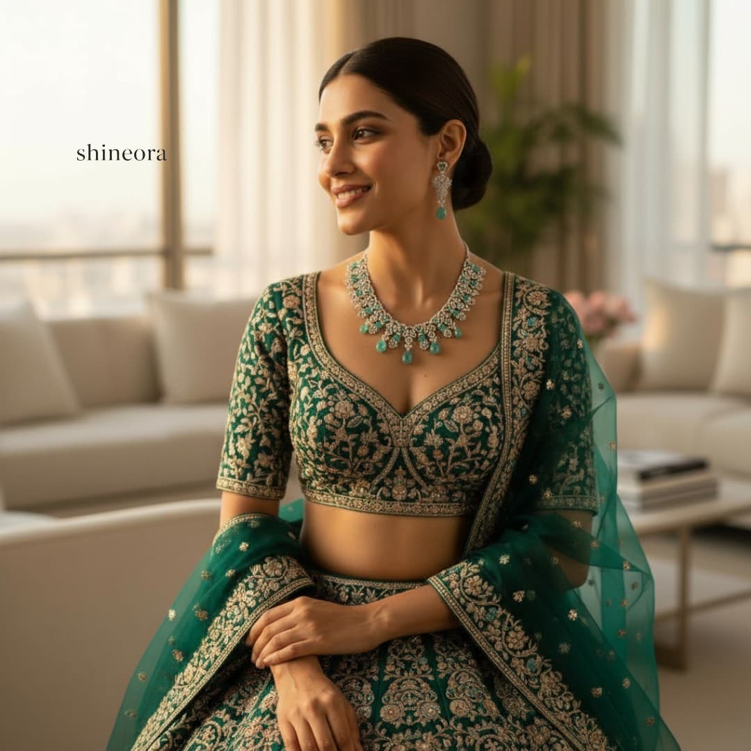 Shineora Emerald Grace Necklace Set