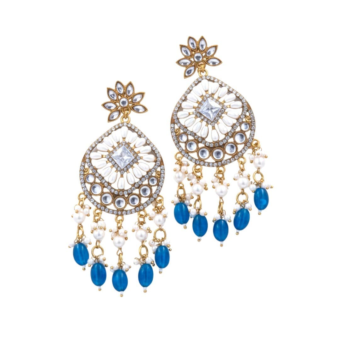 Shineora Emerald Aura Chandbali Earrings
