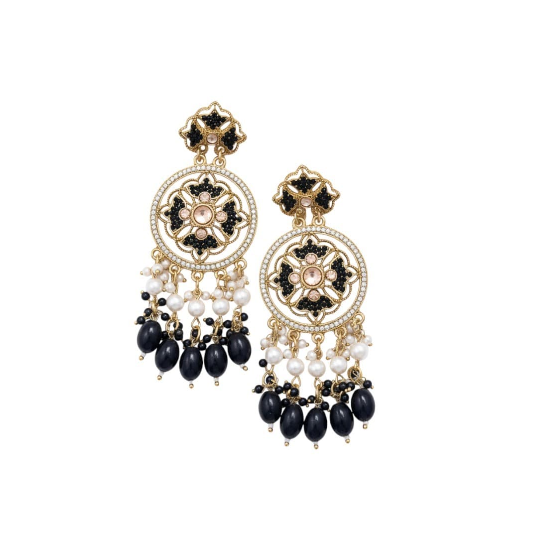 Midnight Bloom Chandbali Earrings - 3