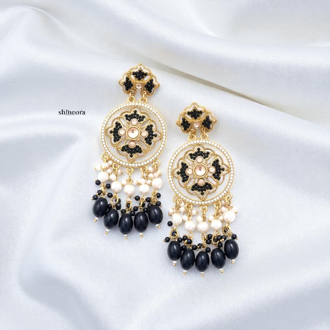 Midnight Bloom Chandbali Earrings
