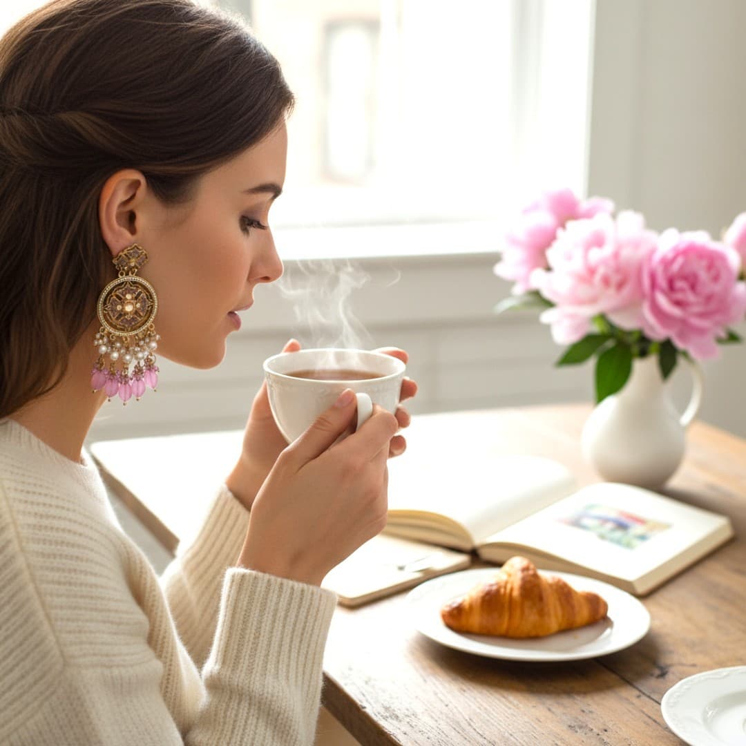 Blush Bloom Chandbali Earrings