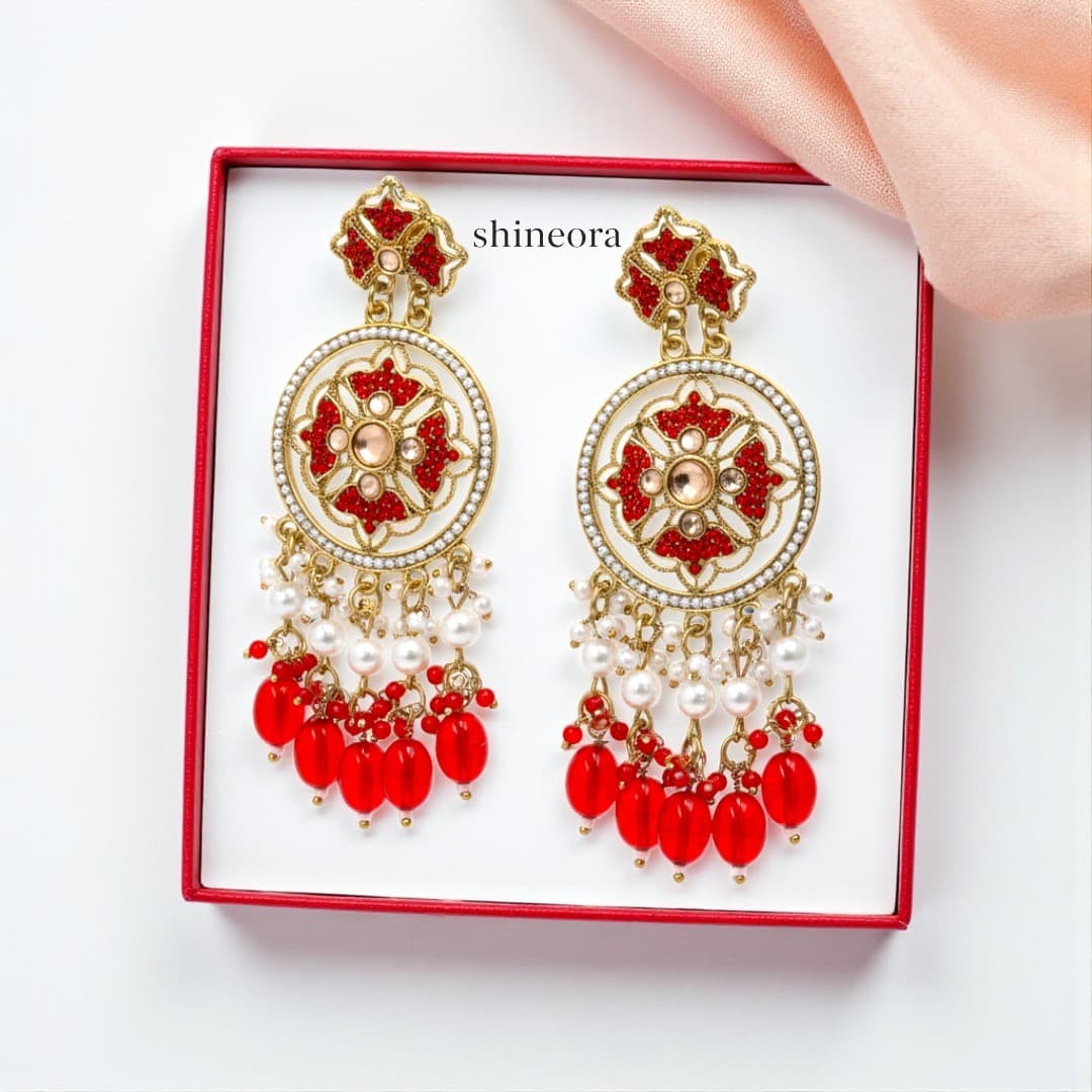 Scarlet Radiance Chandbali Earrings