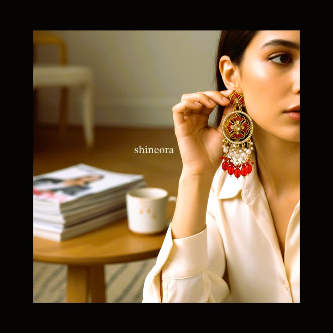 Scarlet Radiance Chandbali Earrings