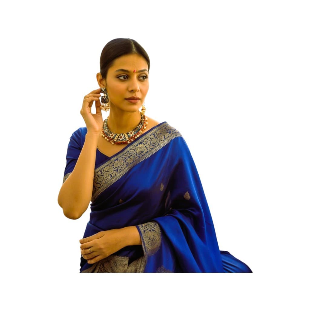Royal Blue Meenakari Kundan Necklace & Earring Set