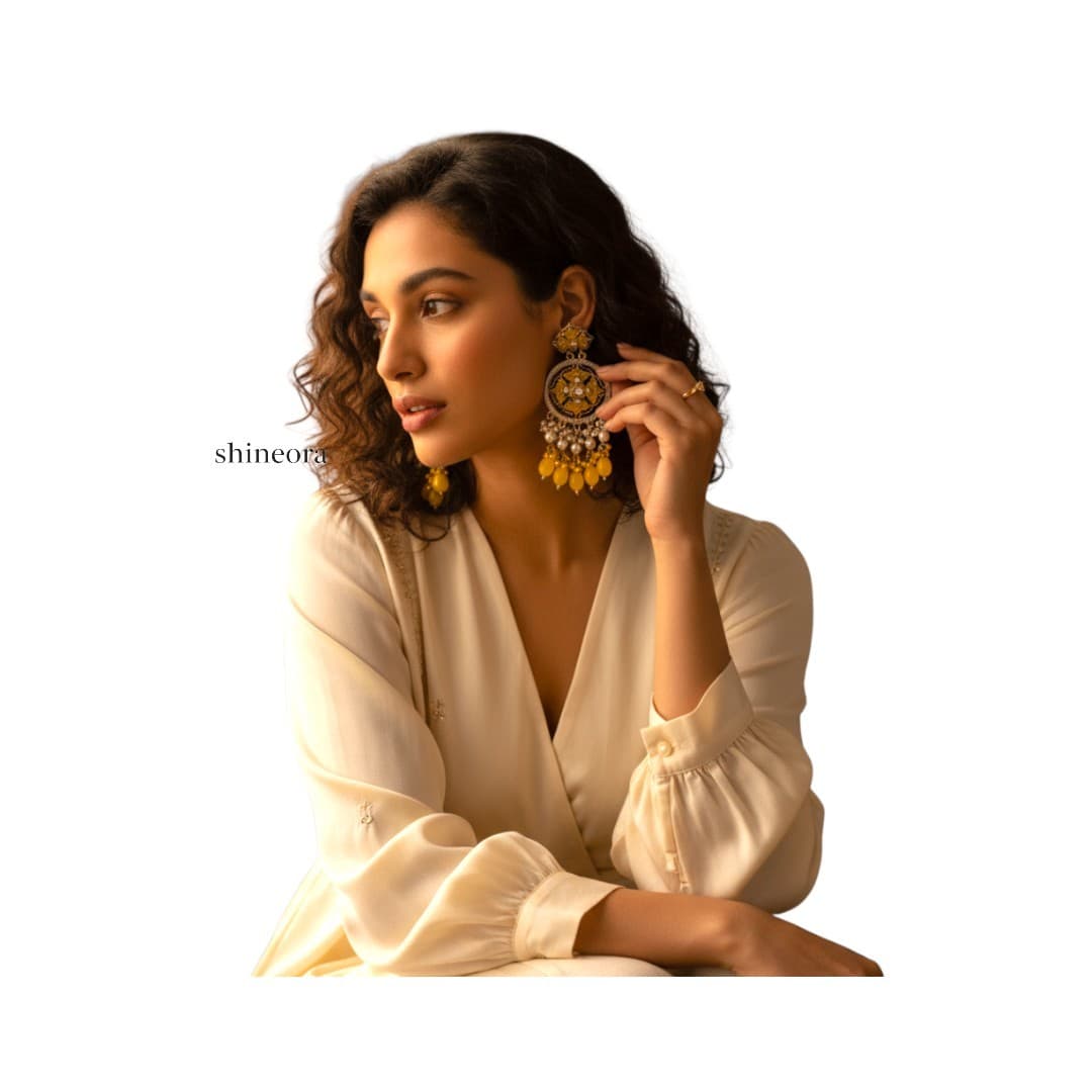 Sunshine Glow Chandbali Earrings - 4
