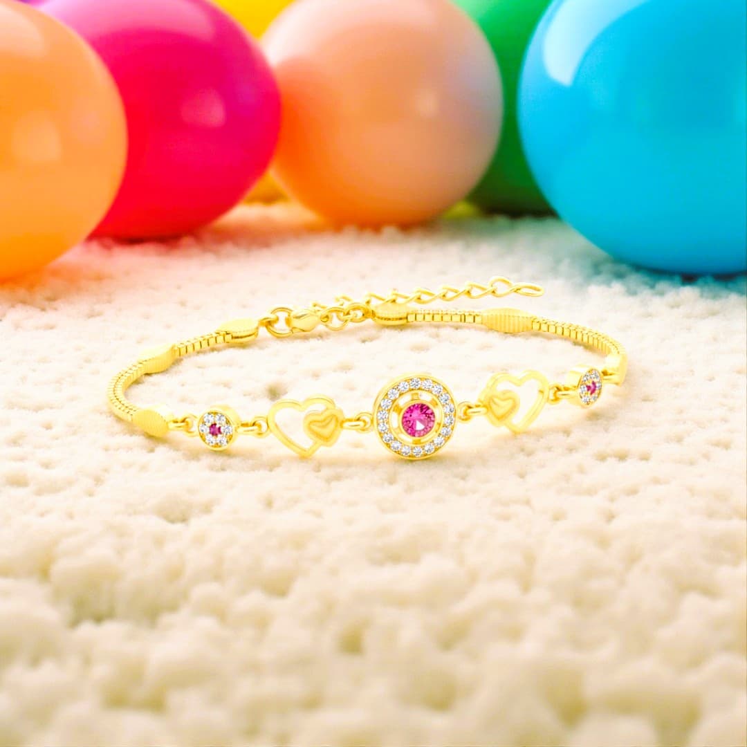 Shineora Pink Bloom Heart Bracelet