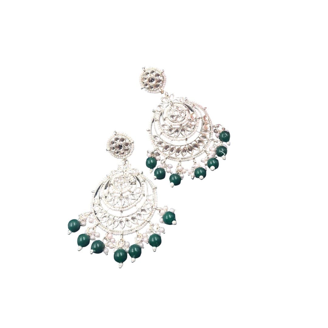 Emerald Radiance Silver Chandbali Earring