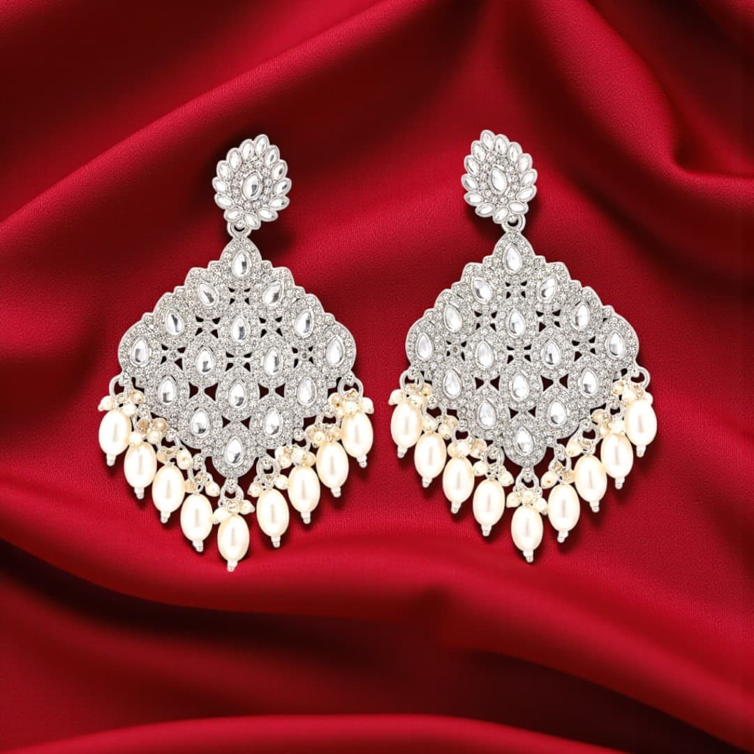 Shineora Silver Noor Chandbali