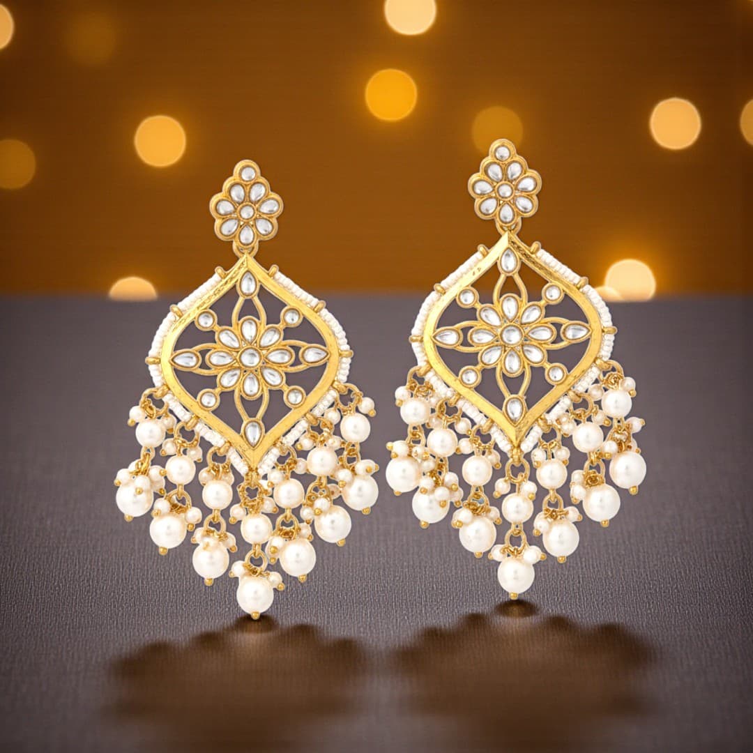 Shineora Sunehri Pearl Bloom Earrings
