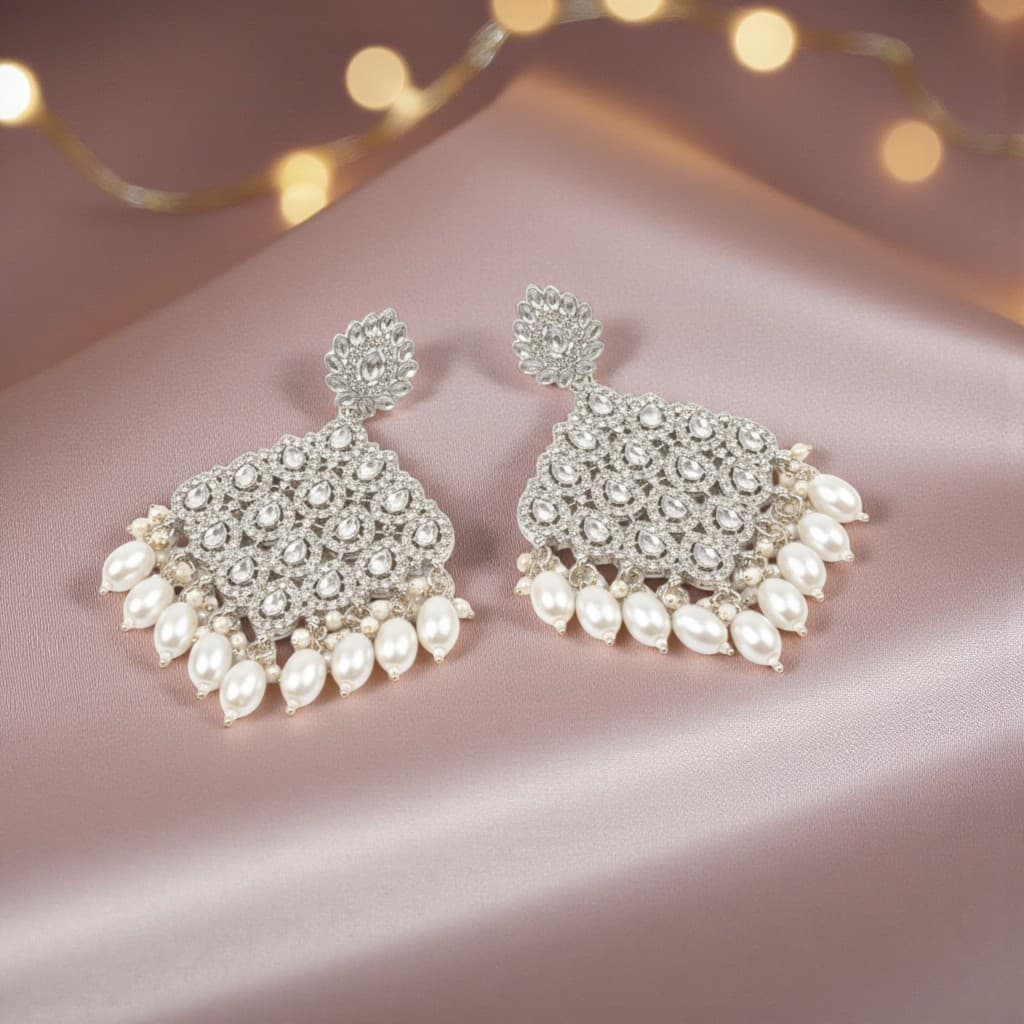 Shineora Silver Noor Chandbali - 3