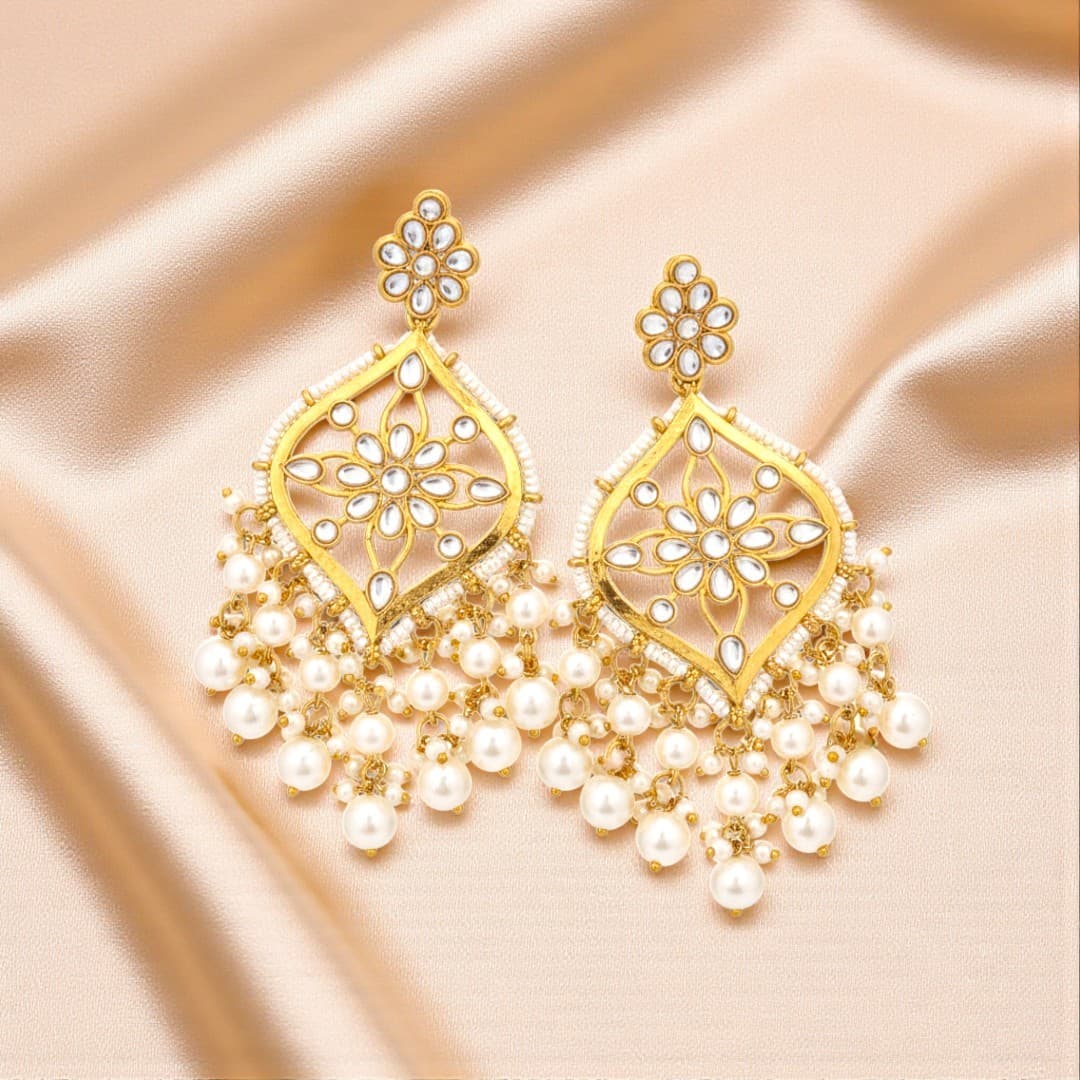 Shineora Sunehri Pearl Bloom Earrings
