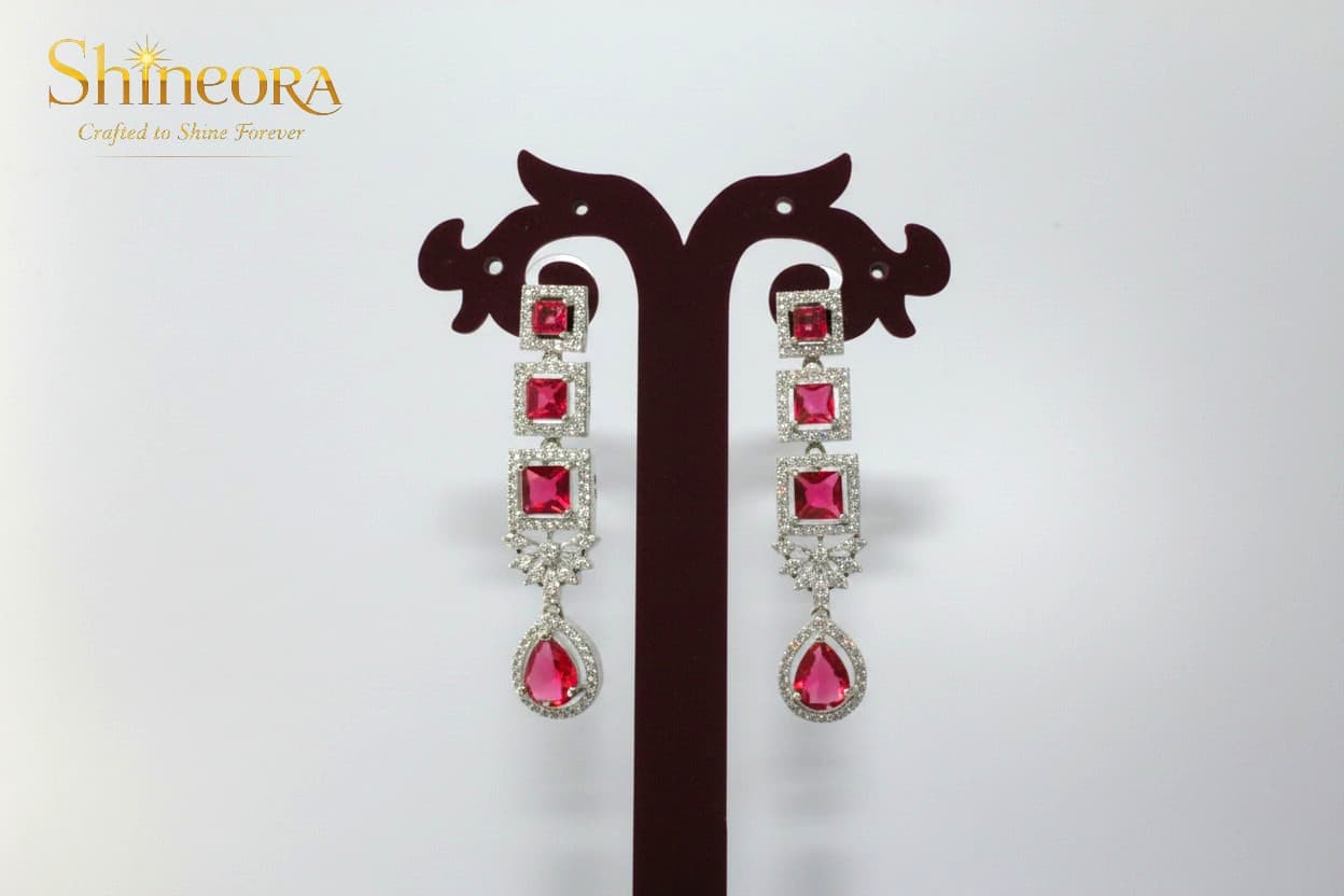 Ruby Royale: Heritage Three-Tier Diamond & Crimson Stone Necklace Set