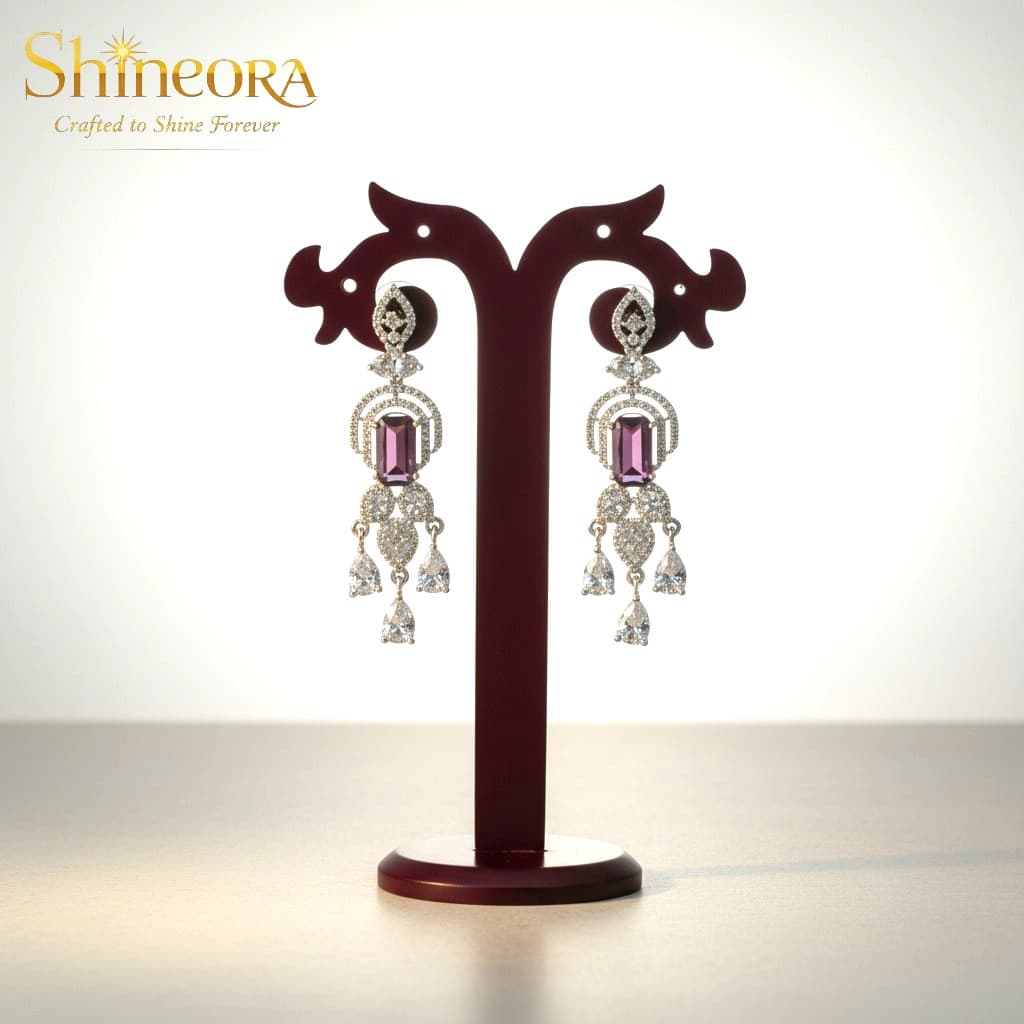 Amethyst Enchantment: Victorian-Inspired Diamond & Purple Stone Necklace Set
