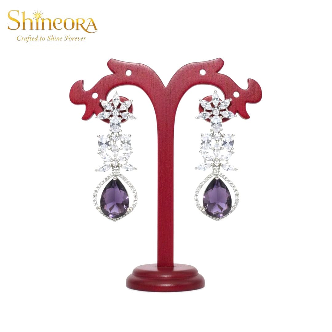 Midnight Bloom: Dual-Layer Diamond & Black Onyx Teardrop Set - 4