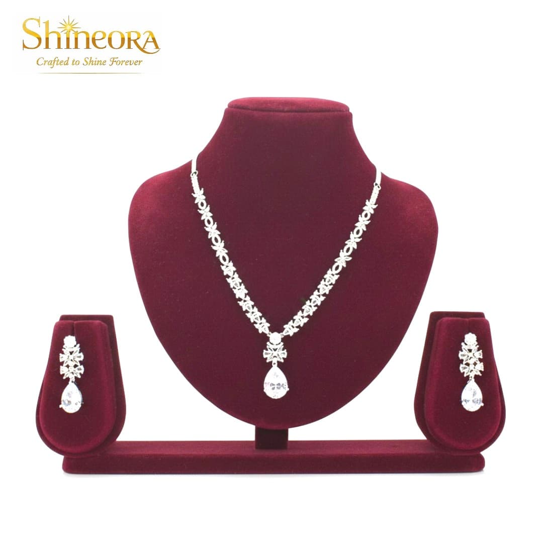 Starlight Serenade: Marquise Diamond & Pear-Drop Necklace Set - 5