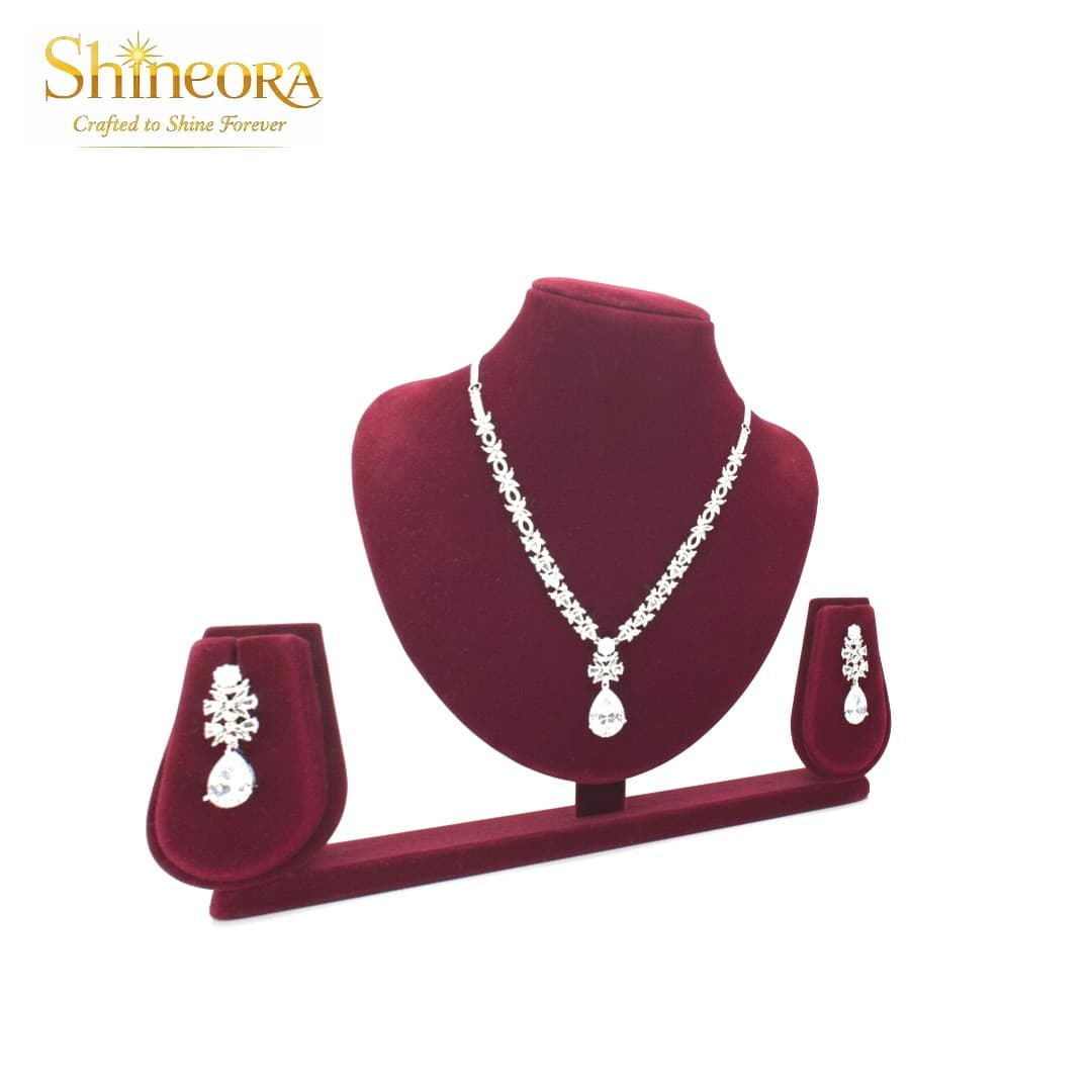 Starlight Serenade: Marquise Diamond & Pear-Drop Necklace Set - 4